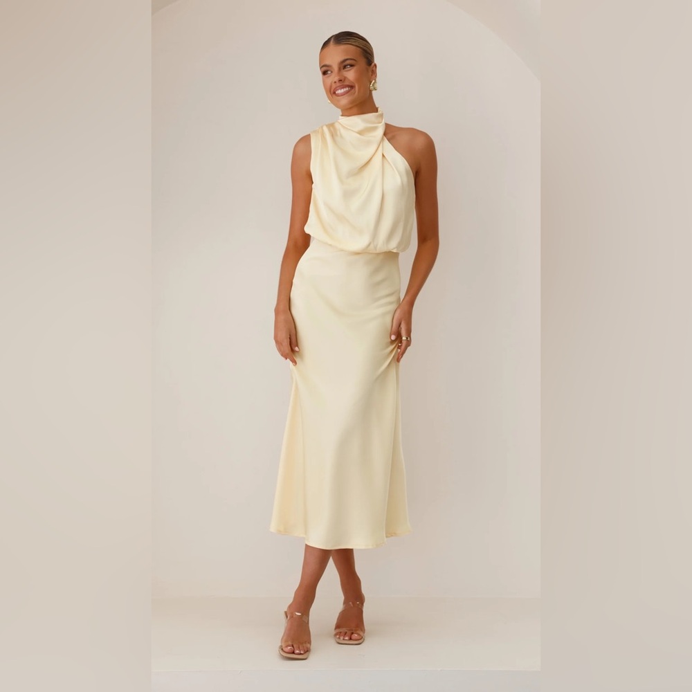 Billy J Yellow Ester Maxi Bridesmaid Formal Dress Size 14